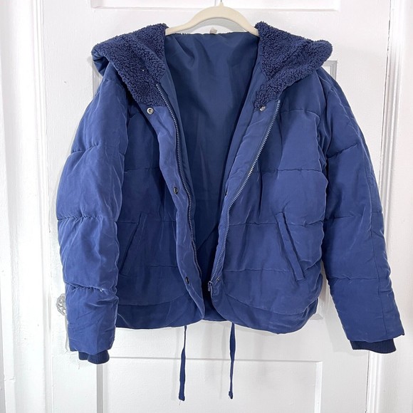 Free People Jackets & Blazers - Free People Puffer Jacket Womens Extra Small Navy Movement Chill Factor Hooded